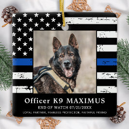 Tunt blåradsmedarbetare K9-polisens Hund Memorial Julgransprydnad Keramik