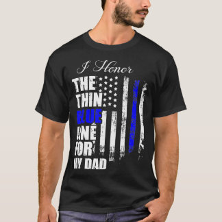 Tunt blått polisiärt Flagga bakåt i mitt Da T Shirt