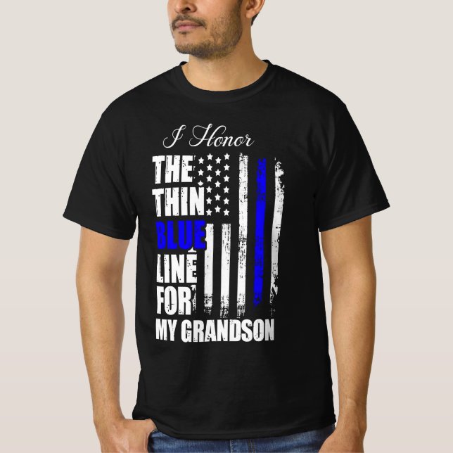 Tunt blått polisiärt Flagga bakåt T Shirt (Framsida)