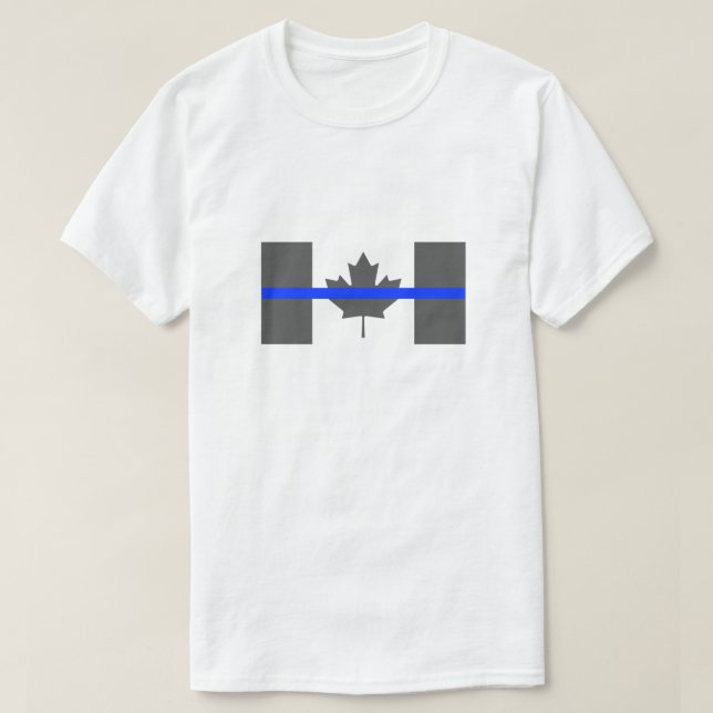 Tunt Blue Line Kanadas flagga tillsatta lagar T Shirt (Design framsida)