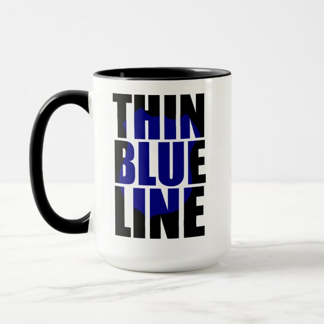 Tunt Blue Line Polissupportbricka Mugg (Vänster)