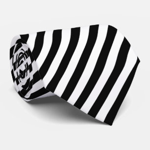 Tunt diagonalt svartvitt randigt slips