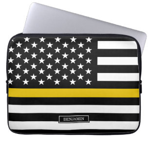 Tunt guld fodrar amerikanska flaggandispatcheren laptop fodral