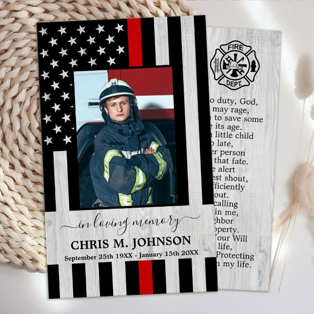 Tunt Red Line Firefighter Memorial Prayer Card Visitkort (Skapare uppladdad)