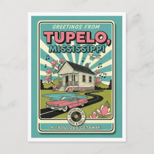 Tupelo, MS Retro Resa Vykort