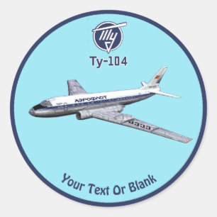 Tupolev (Т у п о л е) Tu-104 Airliner Runt Klistermärke