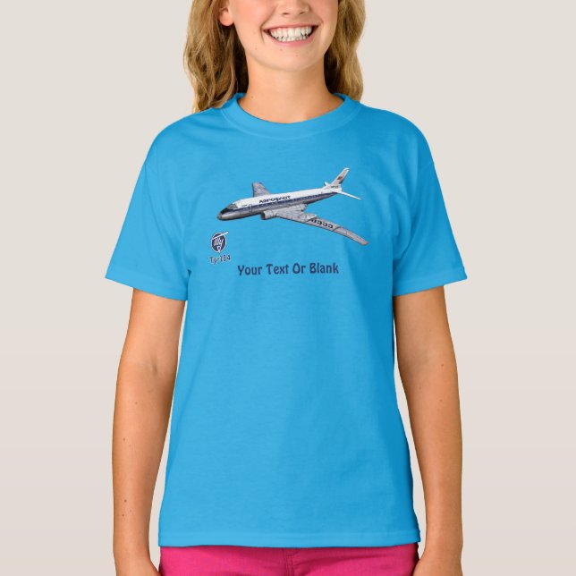 Tupolev (Т у п о л е) Tu-104 Airliner T-shirt (Framsida)