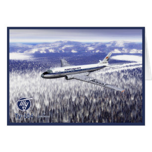 Tupolev (Т у п о л е) Tu-104 Över Sibirien Hälsningskort