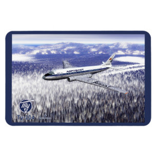 Tupolev (Т у п о л е) Tu-104 Över Sibirien Magnet