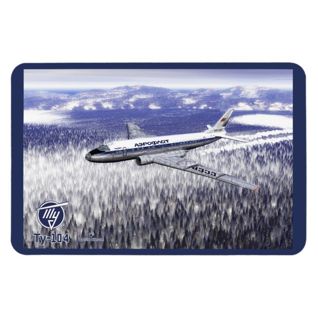 Tupolev (Т у п о л е) Tu-104 Över Sibirien Magnet (Horisontell)
