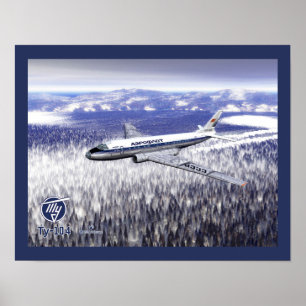 Tupolev (Т у п о л е) Tu-104 Över Sibirien Poster