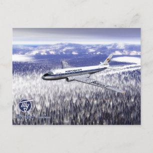 Tupolev (Т у п о л е) Tu-104 Över Sibirien Vykort