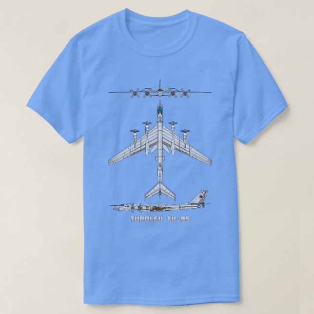 Tupolev Tu95 ryska Strategic Bomber Flygplan Diagr T Shirt (Design framsida)