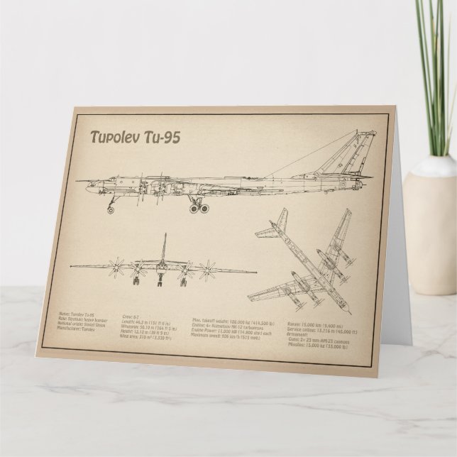 Tupolev Tu-95 - Flygplanets plan SD Tack Kort (Framsida)