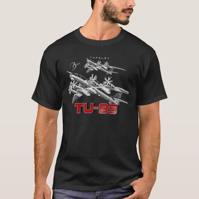 Tupolev TU-95 Heavy Russian Bomber Aircraft T Shirt (Framsida)