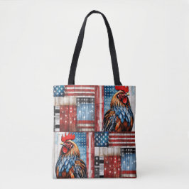 Tupp American Flagga Folk art Tygkasse