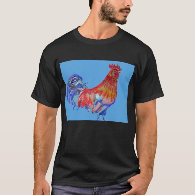 Tupp Art Chicken Watercolor Mans T Shirt (Framsida)