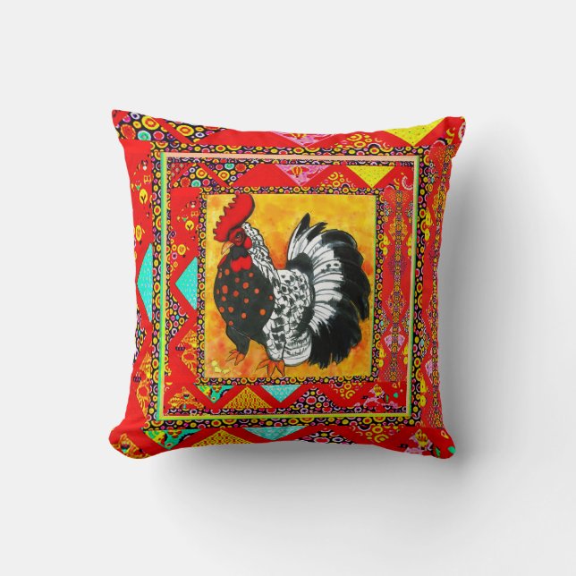 Tupp Art med Red Gräns Kudde (Framsida)