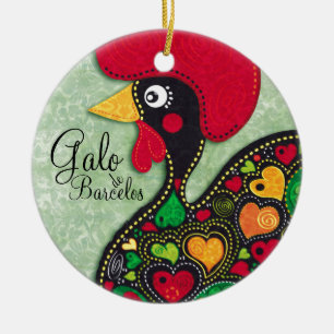 Tupp av Portugal - Galo de Barcelos Julgransprydnad Keramik