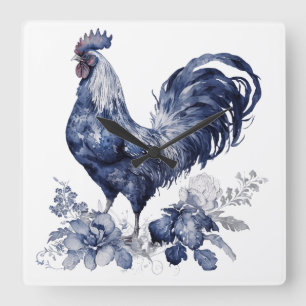 "Tupp" Blue Willow Stil Fyrkantig Klocka