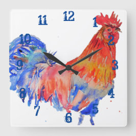 Tupp Chicken Cockerel Barn Boys Nursery Room Fyrkantig Klocka