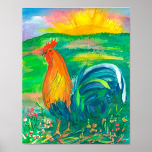 Tupp Chicken Watercolor Painting Poster