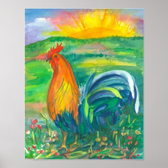 Tupp Chicken Watercolor Painting Poster (Framsidan)