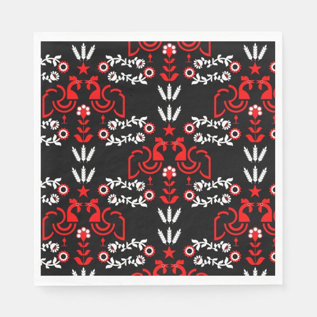 Tupp Cockerel Scandinavian FolArt Pappersservett (Framsidan)