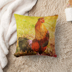Tupp Crowing Farm Animal Abstrakt Kudde