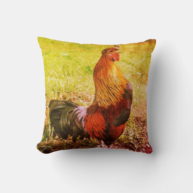 Tupp Crowing Farm Animal Abstrakt Kudde (Framsida)