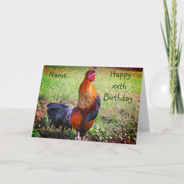 Tupp Crowing Farm Animal Personlig Birthday Kort (Framsida)