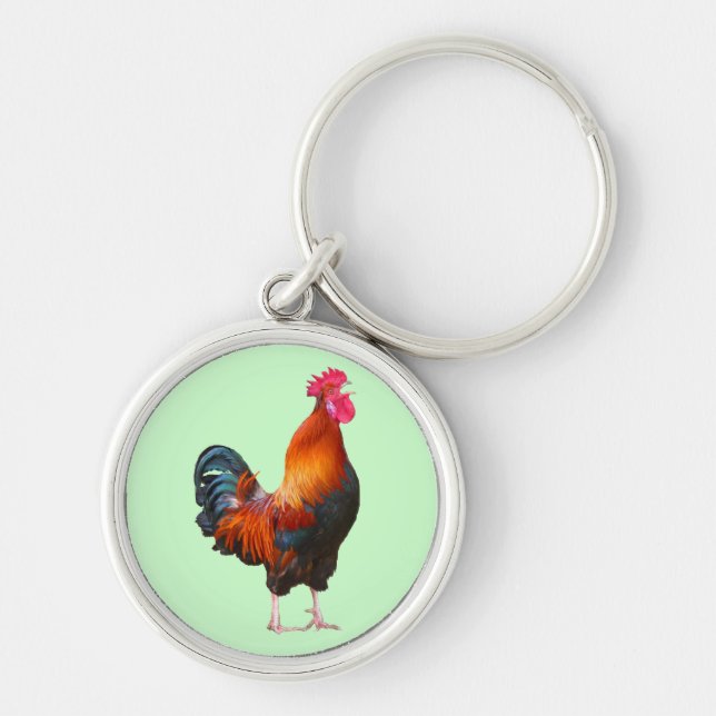 Tupp Crowing Keychain Rund Silverfärgad Nyckelring (Framsidan)