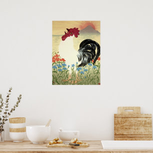 Tupp Crowing till God morgon Sunrise Poster
