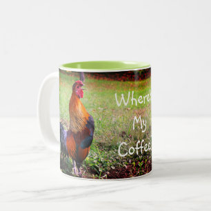 Tupp Crowing, var är min kaffe? Två-Tonad Mugg