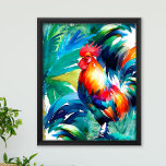 Tupp-färgad vattenfärg poster<br><div class="desc">Förnya ditt hem eller kontor med våra slående poster. Var och en skryter med en unik vattenfärgskiss av ett levande tupp mot en bakgrund av tropiska handflatan och löv av rik. De livliga nyheterna rött, blått och grönt i dessa teckningar injicerar en livlig och färglös ambians i vilket utrymme som...</div>