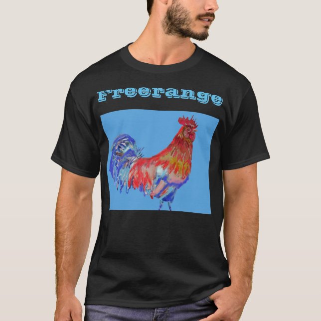 Tupp Freerange Chicken Watercolor Mans T Shirt (Framsida)
