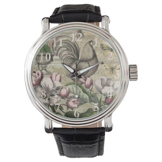 Tupp Garden Flower Butterfly Art Armbandsur (Framsida)