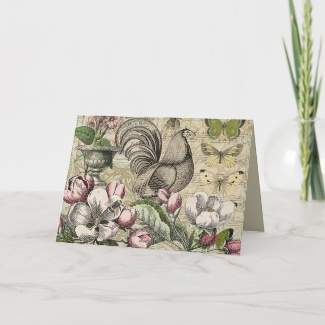 Tupp Garden Flower Butterfly Art Helgkort (Framsida)