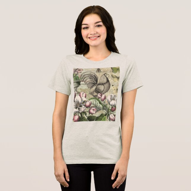 Tupp Garden Flower Butterfly Art T Shirt (Framsida Full)
