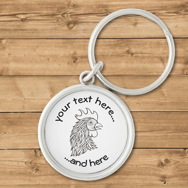 Tupp Head Line Art Rund Silverfärgad Nyckelring (Skapare uppladdad)