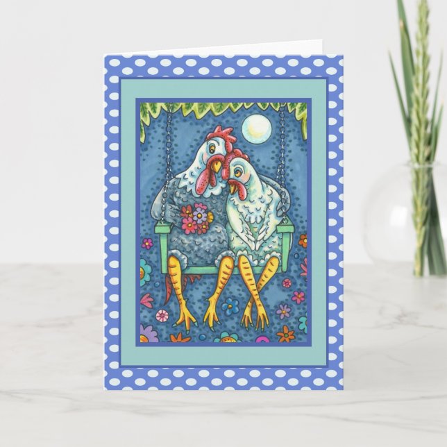 TUPP HEN CANOODLES, CUTE CHICKEN SWEEEARTS HELGKORT (Framsida)