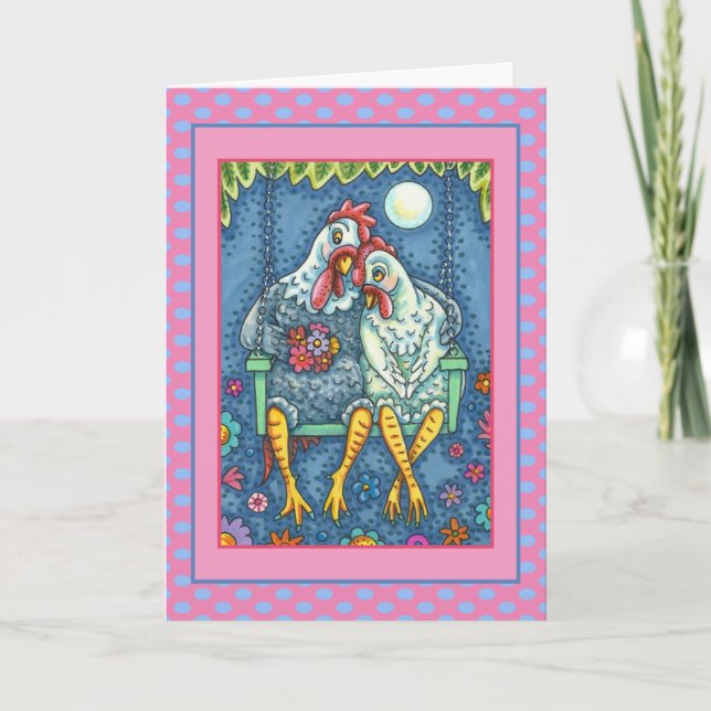 TUPP HEN CANOODLES, CUTE CHICKEN SWEEEARTS HELGKORT (Framsida)