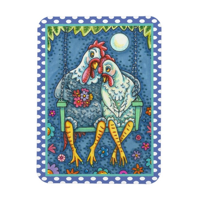 TUPP HEN CANOODLES, CUTE CHICKEN SWEEEARTS MAGNET (Vertikal)