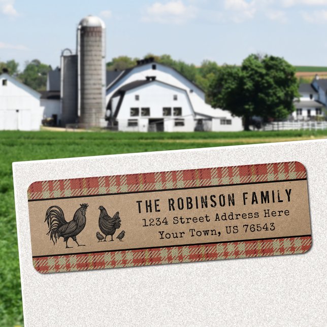 Tupp Hen Chick Land Red Play Kraft Adress Returadress Etikett (Choose from Return Address Labels, Shipping Labels or Standard Address Labels)