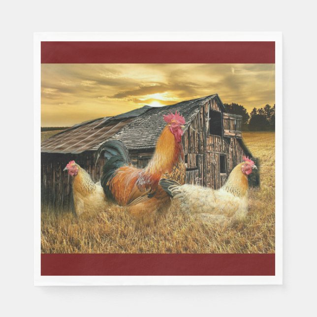 Tupp Hens Rustic Barn Coop Pappersservett (Framsidan)