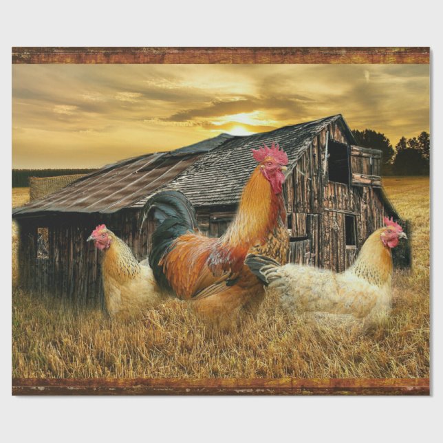 Tupp Hens Rustic Barn Coop Presentpapper (Platt)