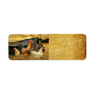Tupp Hens Rustic Barn Coop Returadress Etikett
