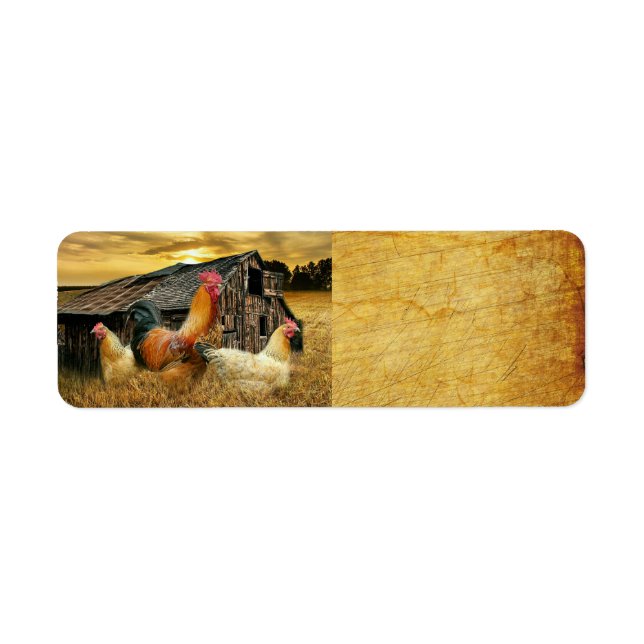 Tupp Hens Rustic Barn Coop Returadress Etikett (Framsidan)