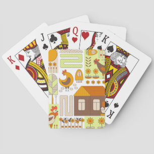 Tupp, höns, den geometriska blommigten teckning. casinokort