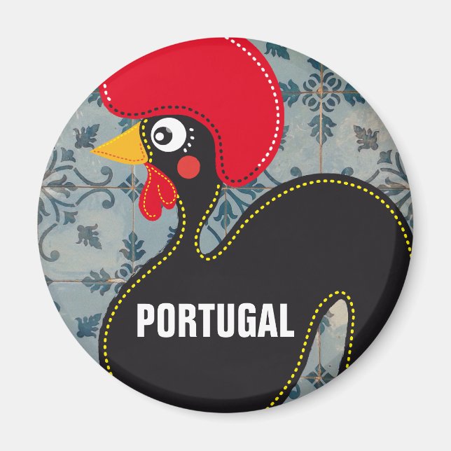 Tupp i Portugal och portugisiska Mosaics Magnet (Framsidan)